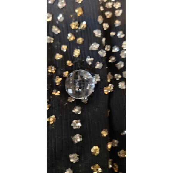 Francine Browner Black Sheer Blouse Top SMALL 80's GOLD & SILVER GLITTER USA - Picture 13 of 13